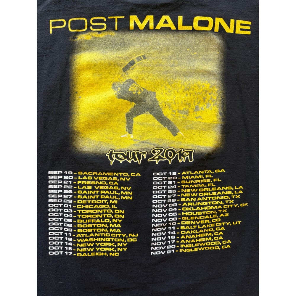 Post Malone 2019 Runaway Tour Graphic T-Shirt Black Yellow Mens Small S - Picture 6 of 6